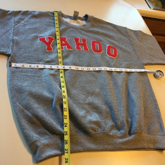 Yahoo Spellout Chenille Letters Sweatshirt Adult Large Gray - Picture 6 of 9